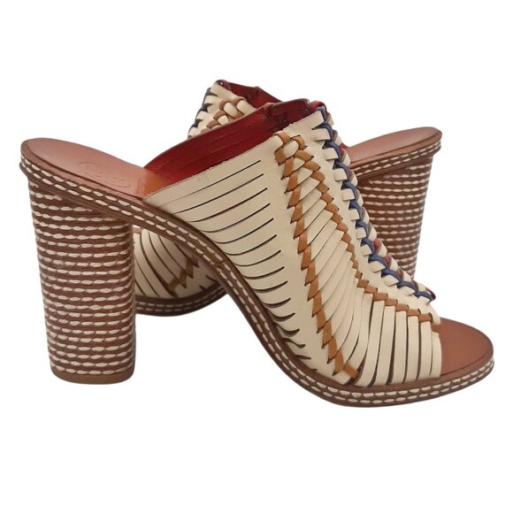 Tory Burch Pecha Woven Leather Mules in Dulce De Leche SZ 8 - Picture 8 of 13